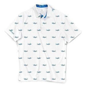SCALES NWT Tropical Marlin Golf Polo Small White